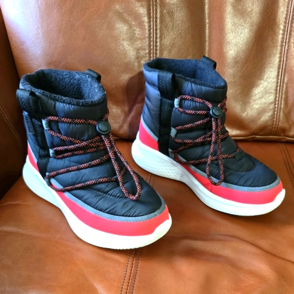 Skechers Boys Black and Red Winter Boots